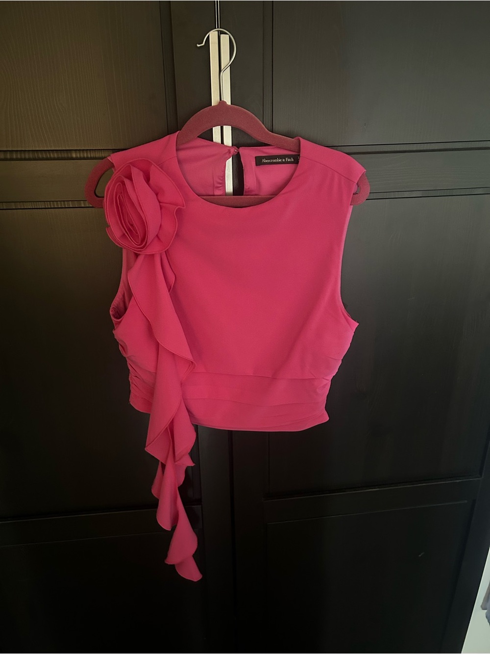 Abercrombie & Fitch Rose Pink Ruffle Crop Top